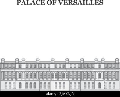 Francia, Versailles Landmark City skyline isolato vettore illustrazione, icone Illustrazione Vettoriale