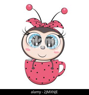 Carino fumetto ladybug, ladybird. Incetto. Illustrazione Vettoriale