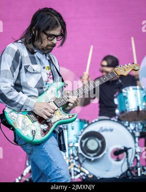 San Francisco, Stati Uniti. 07th ago 2022. Weezer si esibisce al Lands End Stage durante l'Outside Lands 2022 Music and Arts Festival che si tiene nel Golden Gate Bridge Park di San Francisco, California, il 7 agosto 2022. (Foto di Alive Coverage/Sipa USA) Credit: Sipa USA/Alamy Live News Foto Stock