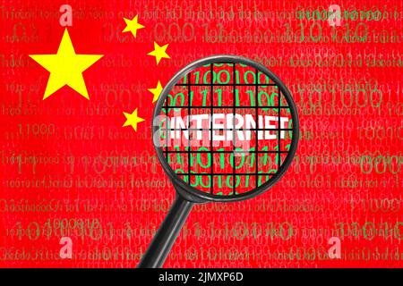 La Cina vieta l'uso di Internet, il concetto di attacco informatico da parte degli hacker Foto Stock