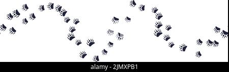 Modello senza cuciture con tracce di animali selvatici in stile cartoon isolato su sfondo bianco. Grafica footprint. Tracce ripetute di tracce di orsetto f Illustrazione Vettoriale