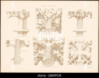 Egle Joseph von (1818-1899), Frauenkirche a Esslingen (1898-1898): Viste del Kreuzblume del Fial ai piedi della torre della scala nordoccidentale. Pressione sulla carta, 51,7 x 70,6 cm (inclusi i bordi di scansione) Foto Stock