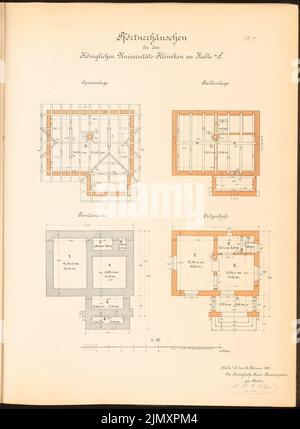 Architetto sconosciuto, cliniche della Martin Luther University Halle/Saale (ca 1900-1903): Travi a pavimento, posizione bar, fondazioni, EG 1:50. Litografia colorata su carta, 65,7 x 48,1 cm (inclusi i bordi di scansione) Foto Stock