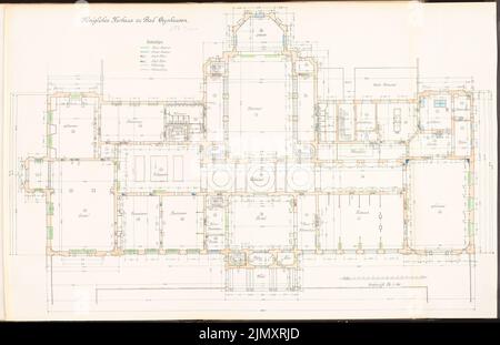 Architetto sconosciuto, Kurhaus a Bad Oeynhausen (ca 1908-1910): Grundriss ad es. 1: 100. Litografia colorata su carta, 65,7 x 101,6 cm (inclusi i bordi di scansione) Foto Stock