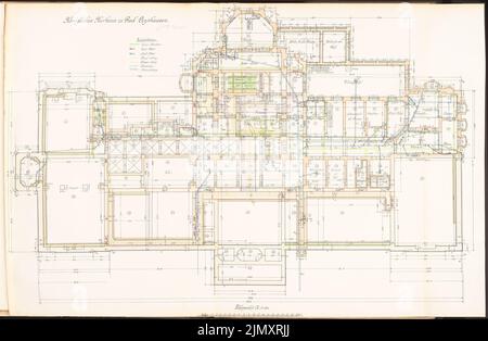 Architetto sconosciuto, Kurhaus a Bad Oeynhausen (ca 1908-1910): Pianta del pavimento KG 1: 100. Litografia colorata su carta, 65,5 x 100,4 cm (inclusi i bordi di scansione) Foto Stock