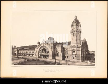 Frentzen, Georg (1854-1923), stazione centrale, Colonia. (Da: Nuovi edifici moderni, 2nd anni, ed. W. Kick) (1894-1894): Vista. Leggera pressione sulla carta, 33,5 x 46,3 cm (inclusi i bordi di scansione) Foto Stock