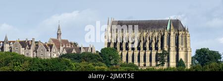 SHOREHAM-BY-SEA, WEST SUSSEX, REGNO UNITO, 2014. Vista della Cappella di Lancing nel Collegio di Lancing il 30 agosto 2014 Foto Stock