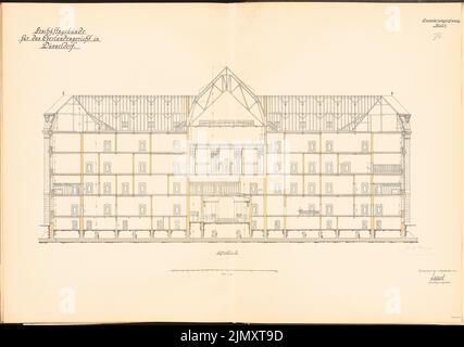 Architetto sconosciuto, Corte Regionale superiore, Düsseldorf (1910): Sezione 1: 100. Litografia colorata su carta, 66,6 x 94,8 cm (inclusi i bordi di scansione) Foto Stock