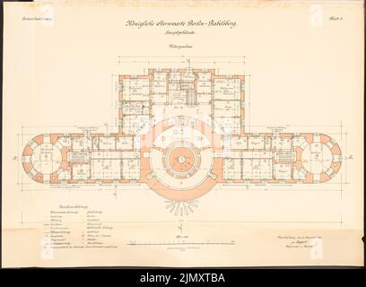 Architetto sconosciuto, osservatorio Potsdam-Babelsberg (1914-1918): Pianta 1: 100. Litografia su carta, 55,6 x 75,6 cm (inclusi i bordi di scansione) Foto Stock