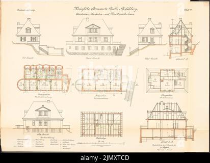 Architetto sconosciuto, osservatorio Potsdam-Babelsberg (1914-1918): assistente, casa dello studente e della guardia notturna 1: 100. Litografia colorata su carta, 54,9 x 75,5 cm (inclusi i bordi di scansione) Foto Stock