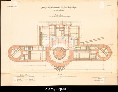Architetto sconosciuto, osservatorio Potsdam-Babelsberg (1914-1918): Piantine con cavi 1: 100. Litografia colorata su carta, 55,5 x 75,5 cm (inclusi i bordi di scansione) Foto Stock