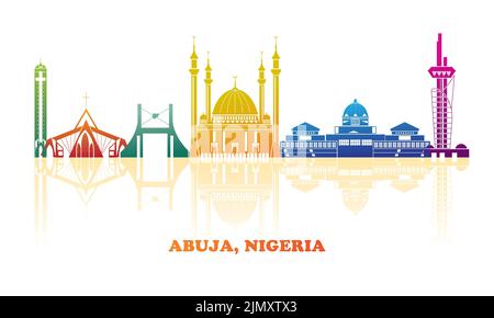 Panorama a colori della città di Abuja, Nigeria - illustrazione vettoriale Illustrazione Vettoriale