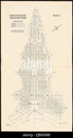 Encke Friedrich agosto (1861-1931), cimitero, Treviri (10,1919): Pianta del sito, piano di occupazione 1: 200. Rottura leggera sulla carta, 151,2 x 83,7 cm (inclusi i bordi di scansione) Foto Stock