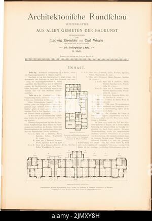 Messel Alfred (1853-1909), edificio residenziale Lessingstraße, Berlino. (Da: Architect. Rundschau, ed. Pressione su carta, 38,8 x 28,1 cm (inclusi i bordi di scansione) Foto Stock