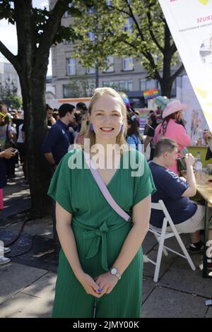 Ria Schröder (MDB) bei der Hamburger CSD-Demonstration und CSD Straßenfest. Amburgo, 06.08.2022 Foto Stock