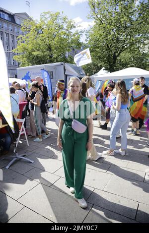 Ria Schröder (MDB) bei der Hamburger CSD-Demonstration und CSD Straßenfest. Amburgo, 06.08.2022 Foto Stock