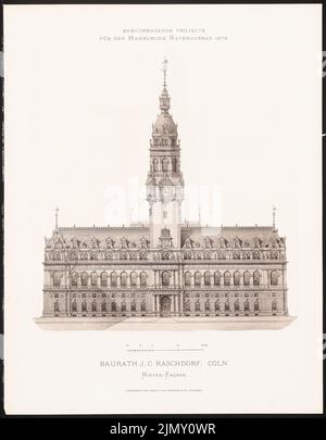 Raschdorff Julius (1823-1914), progetti eccellenti per l'edificio del municipio di Amburgo nel 1876 (1876-1876): Vista da dietro. Leggera pressione sulla carta, 45,1 x 35,2 cm (inclusi i bordi di scansione) Foto Stock