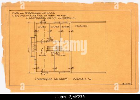 Rüster Emil (1883-1949), ampliamento dell'edificio agricolo di Greifenberg (ca 1905-1909): pianta 1: 100. Inchiostro su trasparente, 23,8 x 35,5 cm (inclusi i bordi di scansione) Foto Stock