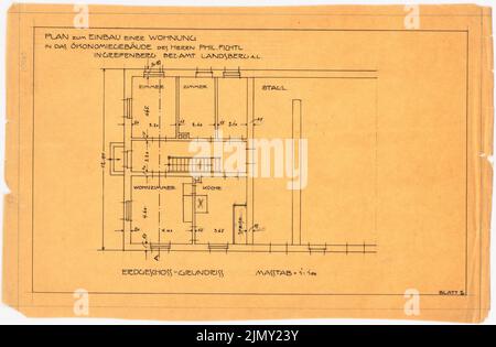 Rüster Emil (1883-1949), ampliamento dell'edificio agricolo di Greifenberg (ca 1905-1909): Grundriss EG 1: 100. Inchiostro su trasparente, 23,2 x 35,4 cm (inclusi i bordi di scansione) Foto Stock