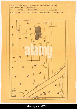 Rüster Emil (1883-1949), edificio residenziale e agricolo di Greifenberg (ca 1905-1909): Dipartimento 1: 500. Inchiostro su trasparente, 33,6 x 25,2 cm (inclusi i bordi di scansione) Foto Stock