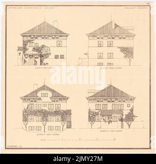 Rüster Emil (1883-1949), Villa (1912): 4 visualizzazioni 1: 100. Rottura leggera sulla carta, 43,4 x 44,1 cm (inclusi i bordi di scansione) Foto Stock