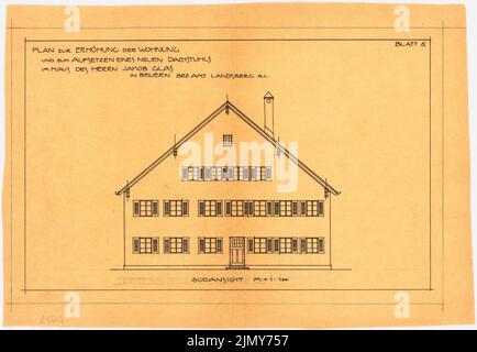 Rüster Emil (1883-1949), ampliamento di un edificio residenziale a Landsberg (ca 1905-1909): Vista sud 1: 100. Inchiostro su trasparente, 25,2 x 36,4 cm (inclusi i bordi di scansione) Foto Stock