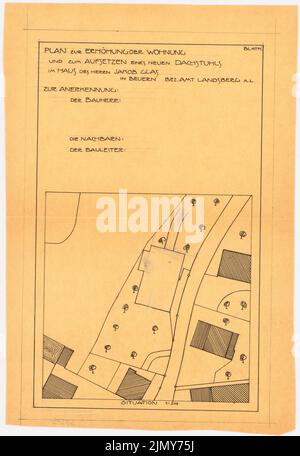 Rüster Emil (1883-1949), ampliamento di un edificio residenziale a Landsberg (ca 1905-1909): pianta del sito 1: 500. Inchiostro su trasparente, 36,9 x 25,4 cm (inclusi i bordi di scansione) Foto Stock