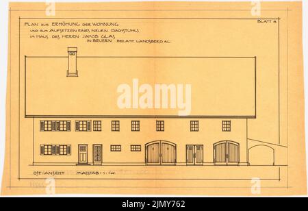 Rüster Emil (1883-1949), ampliamento di un edificio residenziale a Landsberg (ca 1905-1909): Vista orientale 1: 100. Inchiostro su trasparente, 23,5 x 36,7 cm (inclusi i bordi di scansione) Foto Stock