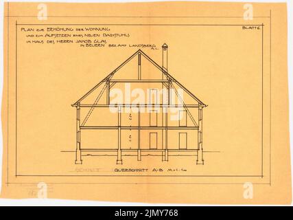 Rüster Emil (1883-1949), ampliamento di un edificio residenziale a Landsberg (ca 1905-1909): sezione trasversale 1: 100. Inchiostro su trasparente, 25,9 x 36,8 cm (inclusi i bordi di scansione) Foto Stock