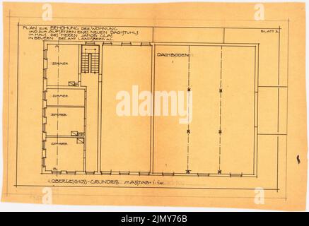 Rüster Emil (1883-1949), ampliamento di un edificio residenziale a Landsberg (ca 1905-1909): Pianta 1: 100. Inchiostro su trasparente, 25,1 x 36,6 cm (inclusi i bordi di scansione) Foto Stock