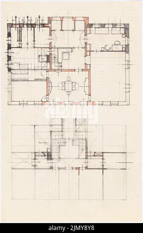 Rüster Emil (1883-1949), edificio residenziale (1917): Piantine. Inchiostro, matita e matita colorata su carta, 33,3 x 21,4 cm (incl Scansione bordi) Foto Stock