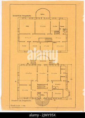 Rüster Emil (1883-1949), Haus Dr. Wilmanns (1918): Grundriss EG e OG 1: 100. Inchiostro e matita su trasparente, 40,6 x 30,8 cm (inclusi i bordi di scansione) Foto Stock