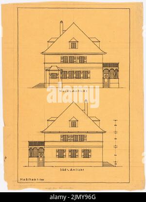 Rüster Emil (1883-1949), Haus Dr. Wilmanns (1918): Vista nord, vista sud 1: 100. Inchiostro e matita su trasparente, 41,2 x 31,3 cm (inclusi i bordi di scansione) Foto Stock