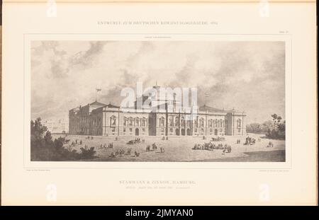 Stammann & Zinnow, edificio parlamentare del Reichstag tedesco a Berlino nel 1882. (Da: Cartella collettiva di eccellenti progetti competitivi H. 6, ed. 46,5 cm (compresi i bordi di scansione) Foto Stock