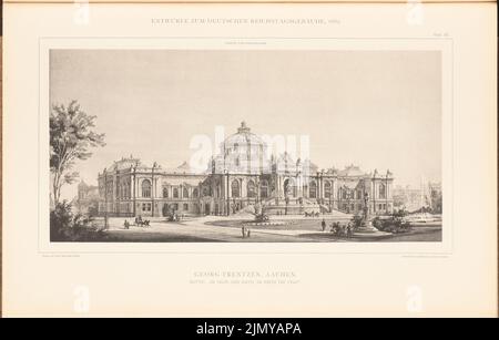 Frentzen, Georg (1854-1923), edificio parlamentare del Reichstag tedesco a Berlino nel 1882. (Da: Cartella collettiva di eccellenti progetti competitivi H. 6, ed., 29,5 x 46,4 cm (compresi i bordi di scansione) Foto Stock