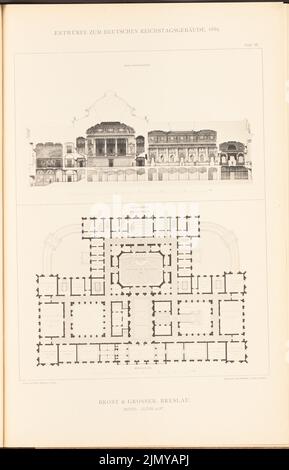 Brost & Grosser, edificio del parlamento per il Reichstag tedesco a Berlino nel 1882. (Da: Cartella collettiva di eccellenti progetti competitivi H. 6, ed. 29,9 cm (compresi i bordi di scansione) Foto Stock