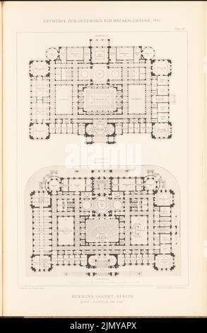 Eggert Hermann (1844-1920), edificio parlamentare del Reichstag tedesco a Berlino nel 1882. (Da: Cartella collettiva di eccellenti progetti della concorrenza H. 6, ed. Carta, 46,4 x 30,2 cm (compresi i bordi di scansione) Foto Stock