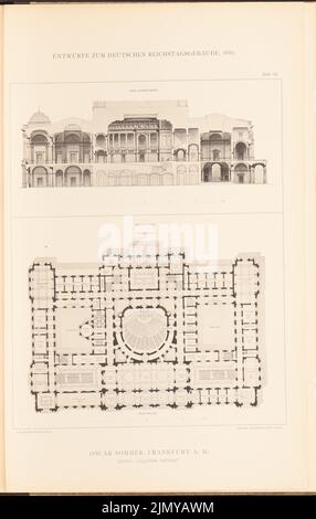 Sommer Oscar (1840-1894), edificio parlamentare per il Reichstag tedesco a Berlino nel 1882. (Da: Cartella collettiva di eccellenti progetti della concorrenza H. 6, ed. 46,7 x 29,7 cm (compresi i bordi di scansione) Foto Stock