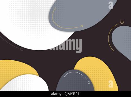 Modello astratto colorato con disegni decorativi a forma libera. Stile sovrapposto con sfondo a mezzitoni a punti. Vettore Illustrazione Vettoriale