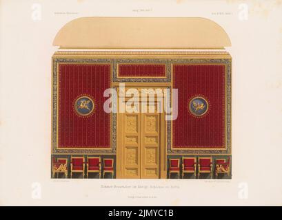 Schinkel Karl Friedrich (1781-1841), decorazione di stanza nel castello reale, Berlino. (Da: Architectural sketchbook, H. 82/5, 1866.) (1866-1866): Vista interna. Litografia colorata su carta, 25,6 x 34,9 cm (inclusi i bordi di scansione) Foto Stock