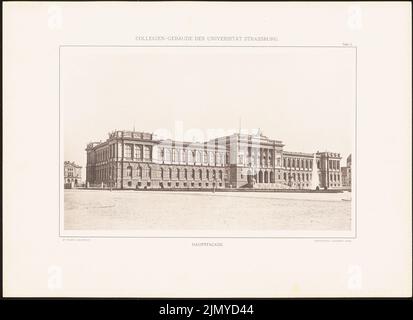 Warth otto (1845-1918), edificio universitario dell'Università Kaiser-Wilhelm di Strasburgo (senza data): Vista dalla pagina principale. Leggera pressione sulla carta, 37,4 x 51,5 cm (inclusi i bordi di scansione) Foto Stock