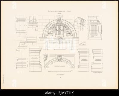 Hoffmann Ludwig (1852-1932), Reichsgericht di Lipsia (1898): Halle (dettagli) (da: L.H., Reich Court of Building di Lipsia, Berlino 1898, targa 31). Pressione sulla carta, 46 x 61 cm (inclusi i bordi di scansione) Foto Stock