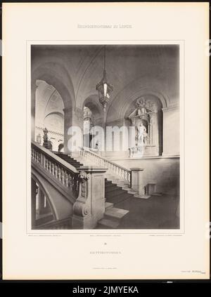 Hoffmann Ludwig (1852-1932), Reichsgericht di Lipsia (1898): Haupttreppenhaus (fotografia) (da: L.H., Reichsgerichtsbau zu Leipzig, Berlino 1898, targa 36). Pressione sulla carta, 61,4 x 45,7 cm (inclusi i bordi di scansione) Foto Stock