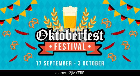 flat oktoberfest festival orizzontale banner illustrazione Illustrazione Vettoriale