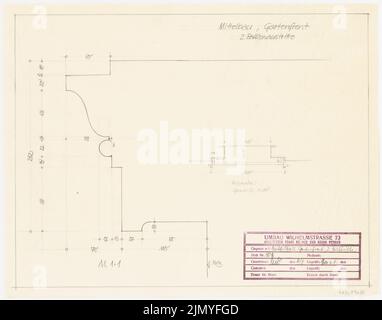 Böhmer Franz (1907-1943), appartamento ufficiale del ministro degli Esteri Reich Joachim von Ribbentrop a Berlino-Mitte (04,08.): Mittelbau, giardino fronte 2 balcone uscita 1: 1. Matita su trasparente, 40,4 x 51,5 cm (inclusi i bordi di scansione) Foto Stock