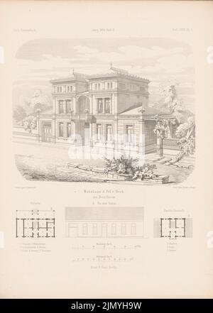 Ewerbeck, Franz (1839-1889), conversione della casa di Fräulein von Heek, Bentheim. (Da: Architectural sketchbook, H. 125/2, 1874.) (1874-1874): Grundrisse, vista prospettica, vista. Cucitura su carta, 35 x 24,9 cm (inclusi i bordi di scansione) Foto Stock