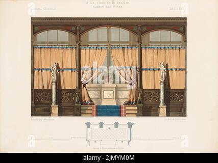 Waesemann Hermann Friedrich (1813-1879), Villa Eichborn, Wroclaw. (Da: Architectural sketchbook, H. 41, 1859.) (1859-1859): pianta, vista interna stanza degli uomini. Litografia colorata su carta, 24,6 x 34,9 cm (inclusi i bordi di scansione) Foto Stock