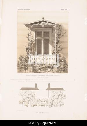 Schadow Albert D. (1797-1869), Villa Liegnitz, Potsdam. (Da: Architectural sketchbook, H. 52/4, 1861.) (1861-1861): pianta, balcone vista di fronte al boudoir. Litografia colorata su carta, 34,8 x 25,4 cm (inclusi i bordi di scansione) Foto Stock