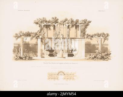 Schadow Albert D. (1797-1869), Villa Liegnitz, Potsdam. (Da: Architectural sketchbook, H. 52/4, 1861.) (1861-1861): pianta del pavimento, vista. Litografia colorata su carta, 25,7 x 34,9 cm (inclusi i bordi di scansione) Foto Stock