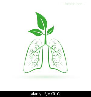 Polmoni umani sani. Concetto di salute, aria pulita e protezione delle foreste. Illustrazione del vettore isolato Illustrazione Vettoriale